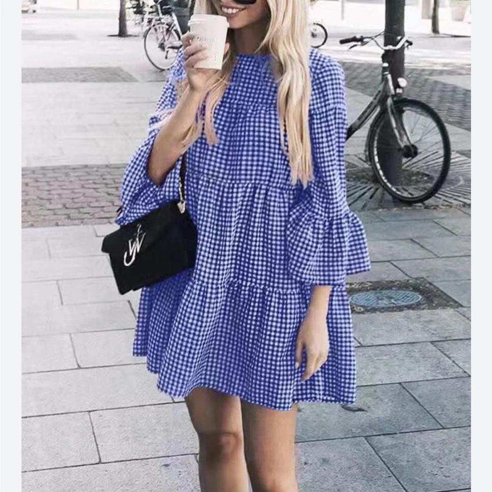 Ripe Blue Gingham Mini Dress - Picture 1 of 7